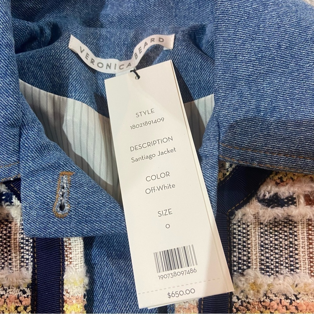 Veronica Beard Santiago Blazer Jacket Tweed Denim Sz 0 NEW Cotton - Picture 3 of 4